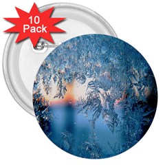 Frost Winter Morning Snow Season White Holiday 3  Buttons (10 Pack)  by artworkshop