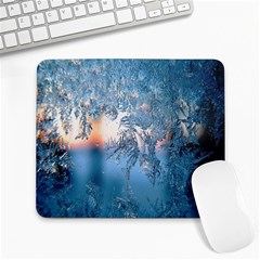 Frost Winter Morning Snow Season White Holiday Large Mousepads by artworkshop