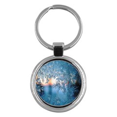 Frost Winter Morning Snow Season White Holiday Key Chain (round)