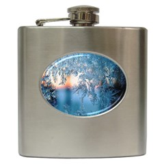 Frost Winter Morning Snow Season White Holiday Hip Flask (6 Oz) by artworkshop