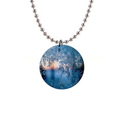 Frost Winter Morning Snow Season White Holiday 1  Button Necklace by artworkshop