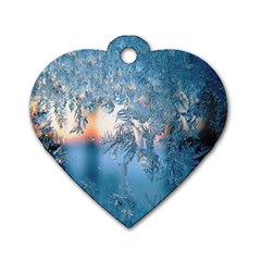 Frost Winter Morning Snow Season White Holiday Dog Tag Heart (two Sides) by artworkshop