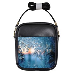 Frost Winter Morning Snow Season White Holiday Girls Sling Bag by artworkshop