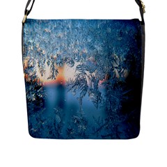 Frost Winter Morning Snow Season White Holiday Flap Closure Messenger Bag (l) by artworkshop