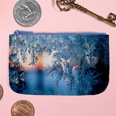 Frost Winter Morning Snow Season White Holiday Large Coin Purse by artworkshop