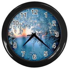 Frost Winter Morning Snow Season White Holiday Wall Clock (black) by artworkshop