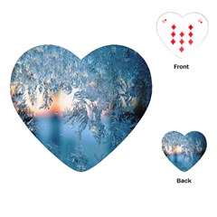 Frost Winter Morning Snow Season White Holiday Playing Cards Single Design (heart) by artworkshop