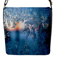 Frost Winter Morning Snow Season White Holiday Flap Closure Messenger Bag (s) by artworkshop