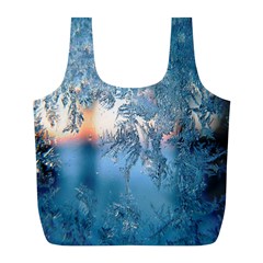 Frost Winter Morning Snow Season White Holiday Full Print Recycle Bag (l) by artworkshop