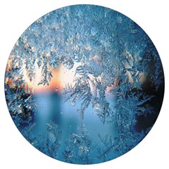 Frost Winter Morning Snow Season White Holiday Round Trivet by artworkshop