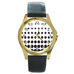 Halftone Pattern Dot Modern Retro Texture Circle Round Gold Metal Watch by artworkshop