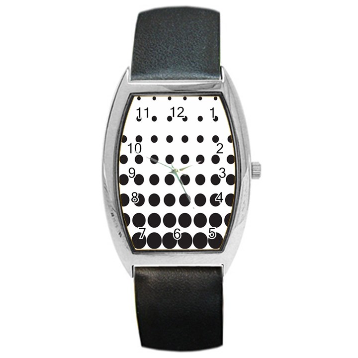 Halftone Pattern Dot Modern Retro Texture Circle Barrel Style Metal Watch