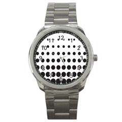 Halftone Pattern Dot Modern Retro Texture Circle Sport Metal Watch