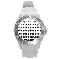 Halftone Pattern Dot Modern Retro Texture Circle Round Plastic Sport Watch (l) by artworkshop