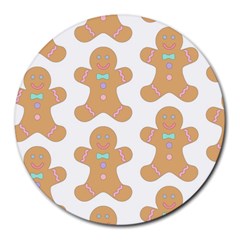 Happy Birthday Pattern Christmas Biscuits Pastries Round Mousepads by artworkshop