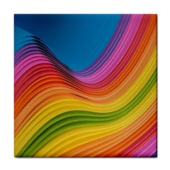  Rainbow Pattern Lines Tile Coaster by artworkshop