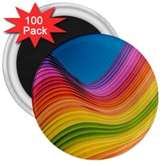  Rainbow Pattern Lines 3  Magnets (100 Pack) by artworkshop