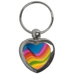  Rainbow Pattern Lines Key Chain (Heart) Front