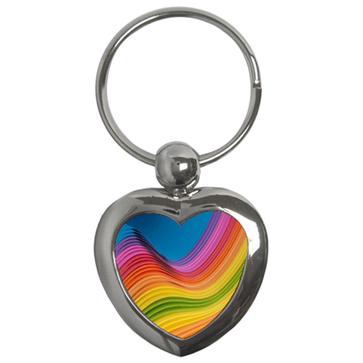  Rainbow Pattern Lines Key Chain (Heart)