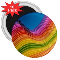  Rainbow Pattern Lines 3  Magnets (10 Pack)  by artworkshop