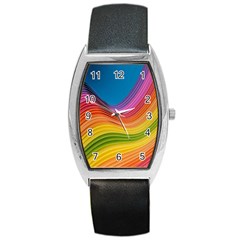  Rainbow Pattern Lines Barrel Style Metal Watch by artworkshop