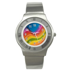  Rainbow Pattern Lines Stainless Steel Watch by artworkshop