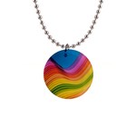  Rainbow Pattern Lines 1  Button Necklace Front