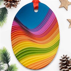  Rainbow Pattern Lines Oval Ornament (two Sides) by artworkshop