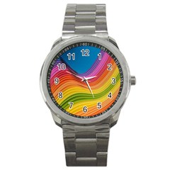  Rainbow Pattern Lines Sport Metal Watch