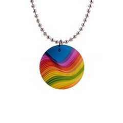  Rainbow Pattern Lines 1  Button Necklace by artworkshop