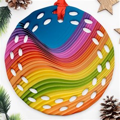  Rainbow Pattern Lines Round Filigree Ornament (two Sides) by artworkshop