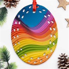  Rainbow Pattern Lines Ornament (oval Filigree) by artworkshop