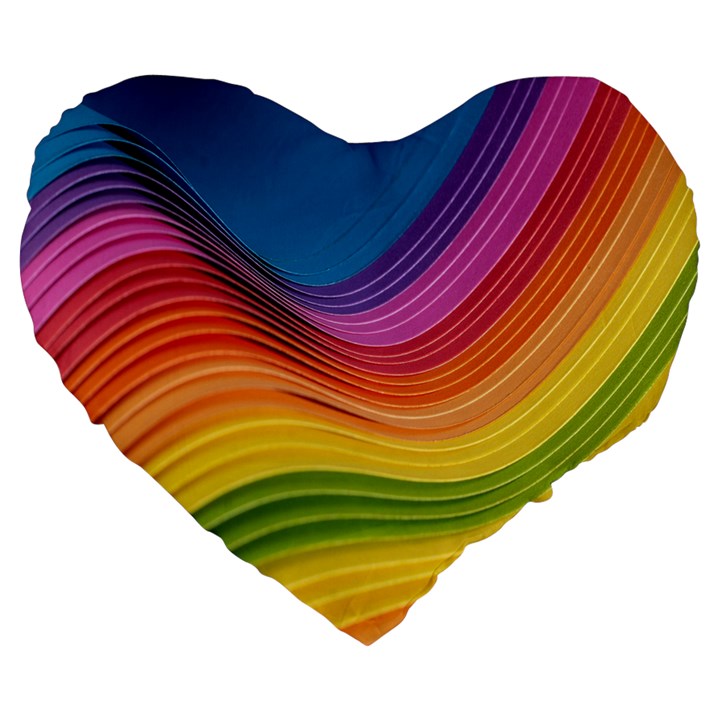  Rainbow Pattern Lines Large 19  Premium Heart Shape Cushions