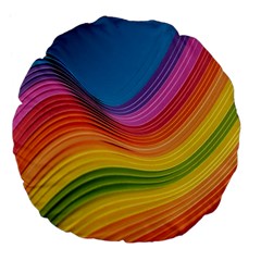  Rainbow Pattern Lines Large 18  Premium Flano Round Cushions by artworkshop