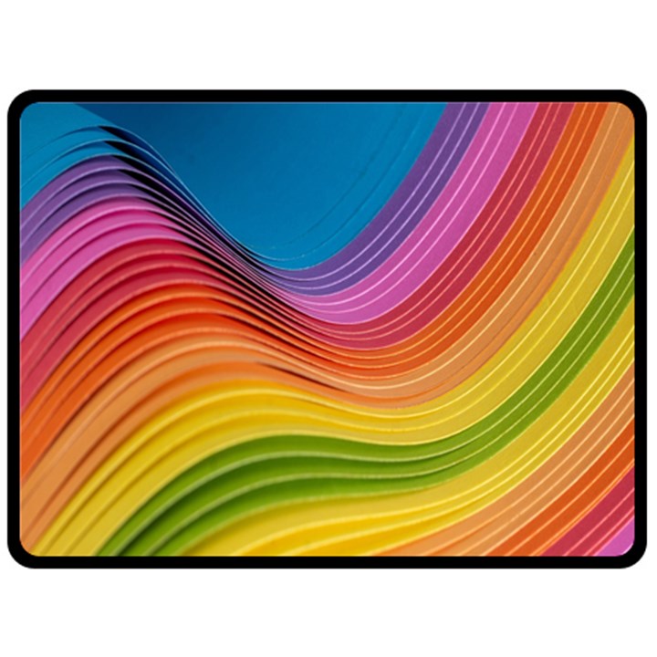  Rainbow Pattern Lines Double Sided Fleece Blanket (Large) 