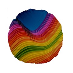  Rainbow Pattern Lines Standard 15  Premium Flano Round Cushions by artworkshop