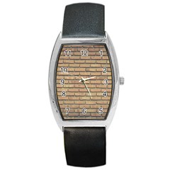 Bricks Wall Red  Barrel Style Metal Watch by artworkshop