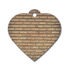 Bricks Wall Red  Dog Tag Heart (one Side) by artworkshop