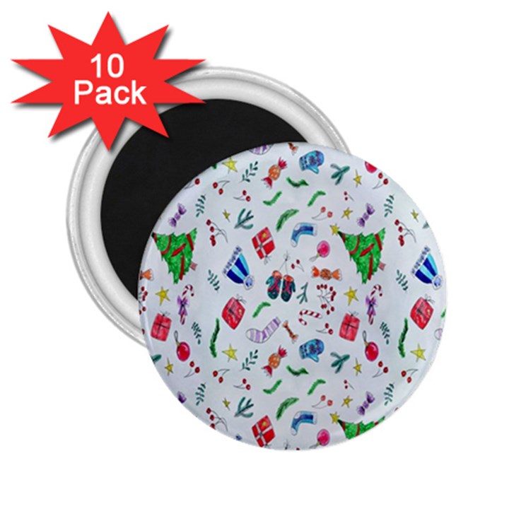 New Year Christmas Winter Watercolor 2.25  Magnets (10 pack) 