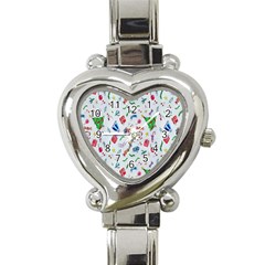 New Year Christmas Winter Watercolor Heart Italian Charm Watch by artworkshop