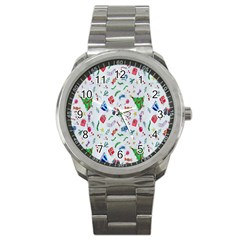 New Year Christmas Winter Watercolor Sport Metal Watch