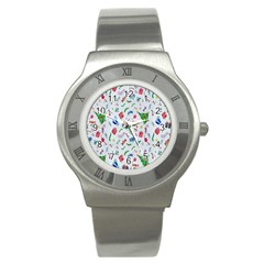 New Year Christmas Winter Watercolor Stainless Steel Watch by artworkshop