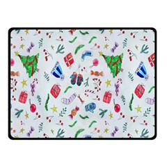 New Year Christmas Winter Watercolor Fleece Blanket (small) by artworkshop