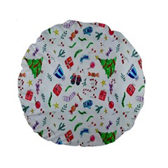 New Year Christmas Winter Watercolor Standard 15  Premium Round Cushions by artworkshop