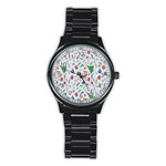 New Year Christmas Winter Watercolor Stainless Steel Round Watch Front