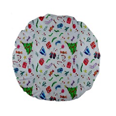 New Year Christmas Winter Watercolor Standard 15  Premium Flano Round Cushions by artworkshop