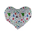 New Year Christmas Winter Watercolor Standard 16  Premium Flano Heart Shape Cushions Back