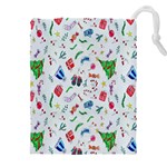 New Year Christmas Winter Watercolor Drawstring Pouch (5XL) Front