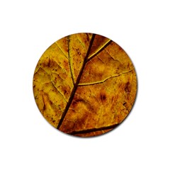 Leaf Leaf Veins Fall Rubber Coaster (round) by artworkshop