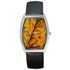 Leaf Leaf Veins Fall Barrel Style Metal Watch by artworkshop